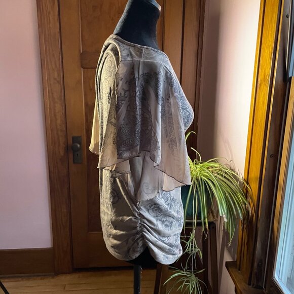 Vintage Espresso Boho Baroque Top M | Sheer Flutter Sleeve Blouse Romantic Boh0 - Picture 6 of 10
